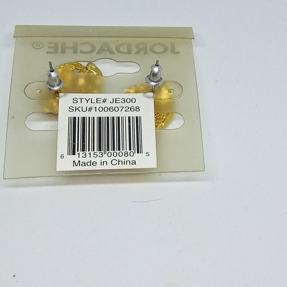 New Vintage Golden Original Jordache rod pierced earrings 90's rare find NEW! - Picture 6 of 8